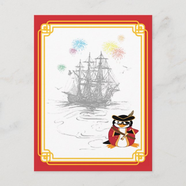 Pinguin Pirate Postcard Postkarte (Vorderseite)