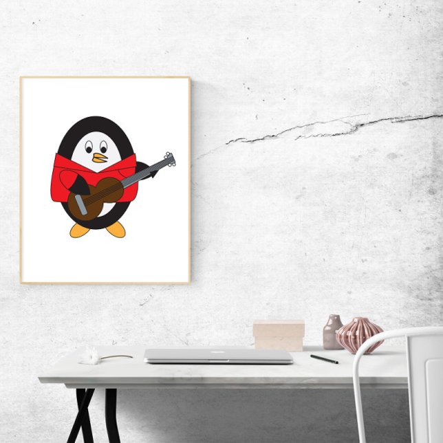 Pinguin Playing Gitarre Niedlich Poster (Von Creator hochgeladen)