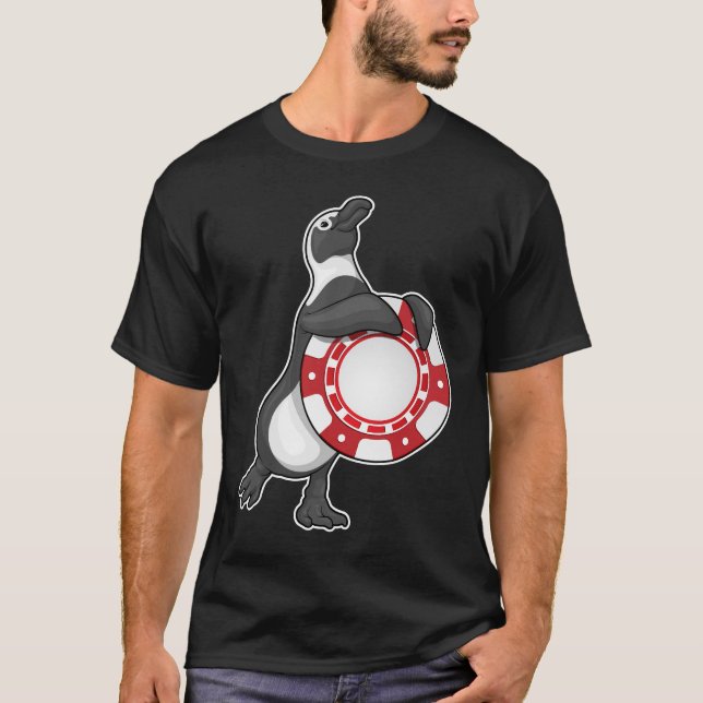 Pinguin Poker Poker Chips T-Shirt (Vorderseite)