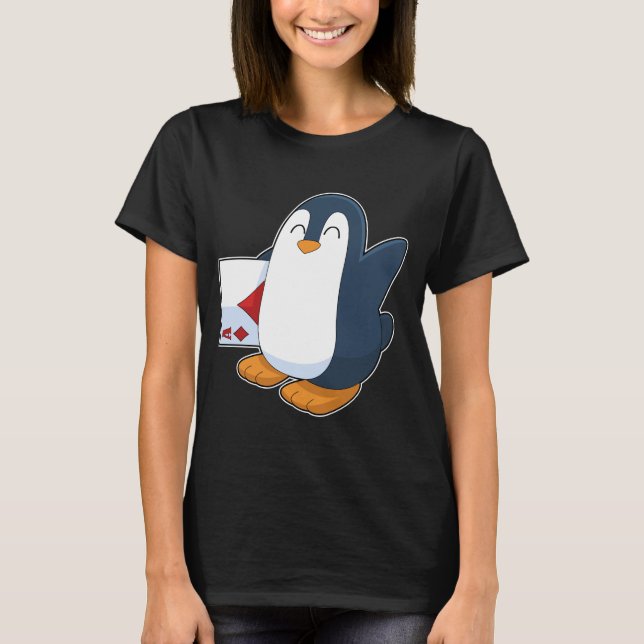Pinguin Poker Poker Karten Kartenspiel T-Shirt (Vorderseite)