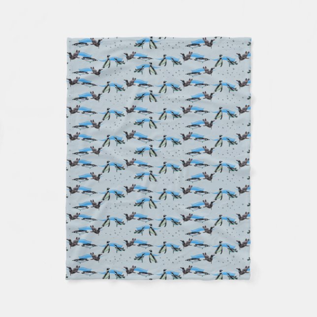 Pinguin Pool Party Fleece Blanket (Light Blue) (Vorderseite)