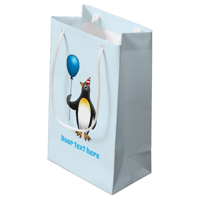 Pinguin Pool Party Geburtstag Kleine Geschenktüte (Rückseite Schrägansicht)
