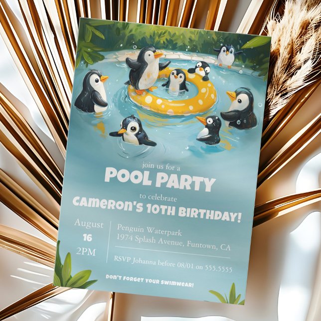 Pinguin Pool Party, Kindergeburtstag Einladung (Von Creator hochgeladen)