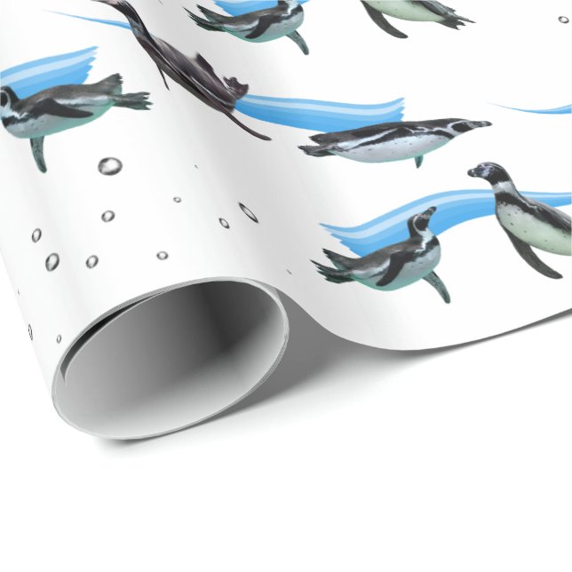 Pinguin Pool Party Wrapping Paper Geschenkpapier (Rolleneckpunkt)