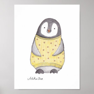 Pinguin Poster Süßer Glücklicher Pinguin Kinderzim