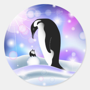 Pinguin Postkarte und notecard für Wünsche Runder Aufkleber