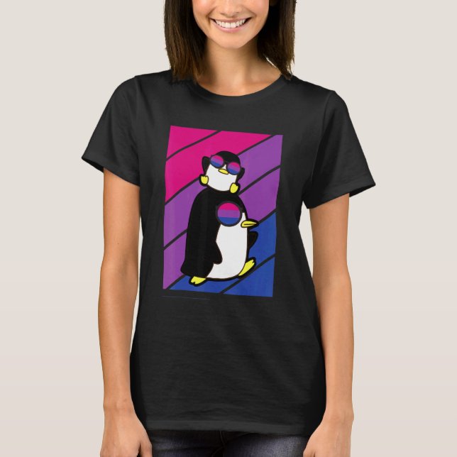 Pinguin Pride Bisexual Flag Lgbtq Stolz Alleinstol T-Shirt (Vorderseite)