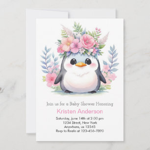 Pinguin Princess Celebration: Mädchen-Babydusche Einladung