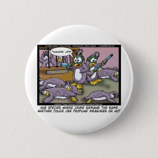 Pinguin Profiling Funny Gifts T-Shirts & Sammlerst Button (Vorderseite)