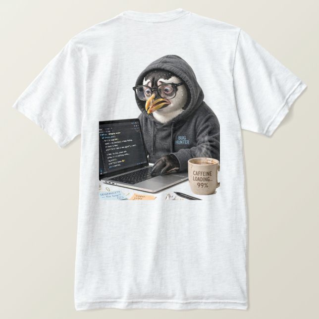 Pinguin-Programmierer T-Shirt (Design Rückseite)