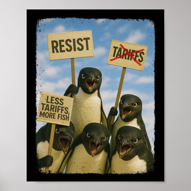 Pinguin Protest gegen Tarrifs März Aktivismus Spaß Poster (Vorne)