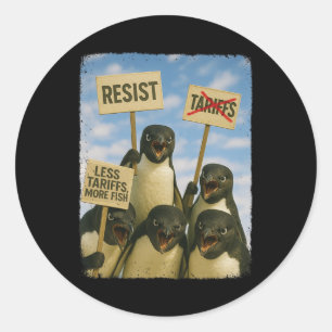 Pinguin-Protest gegen Zölle März Aktivismus Spaß Runder Aufkleber