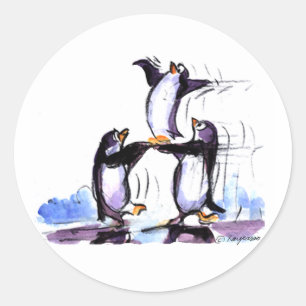Pinguin prymid runder aufkleber