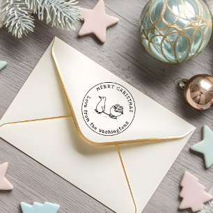 Pinguin Pulling Sleigh Full Presents Merry Xmas Permastempel