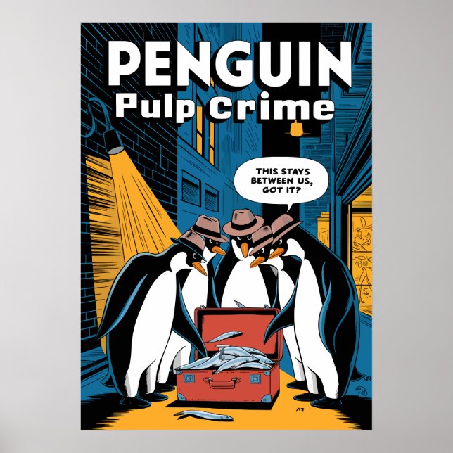 Pinguin Pulp Crime Noir Funny Design Poster (Vorne)
