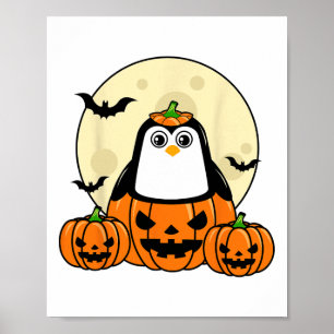 Pinguin Pumpkin Moon Ts Kostüm Niedlich Easy Hallo Poster