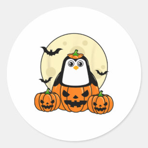 Pinguin Pumpkin Moon Ts Kostüm Niedlich Easy Hallo Runder Aufkleber