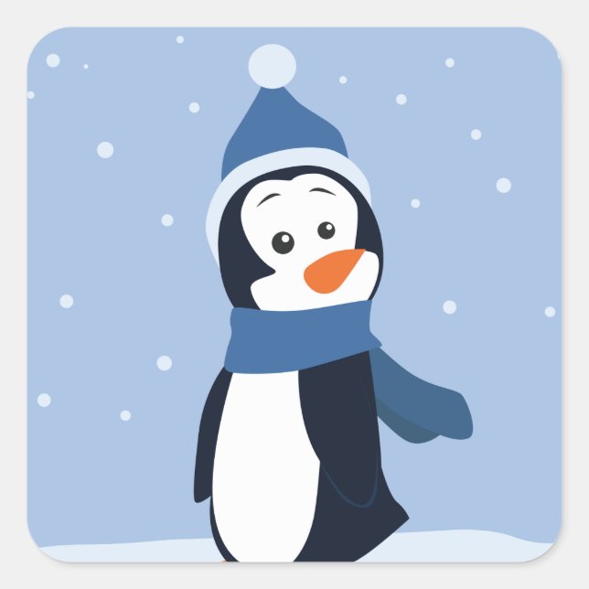 Pinguin Quadratischer Aufkleber (Vorderseite)