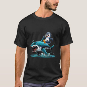 Pinguin-Reit-Hai-Kostüm Meerestielliebhaber Kinder T-Shirt