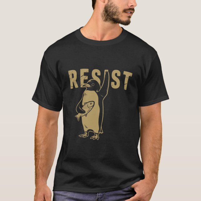 Pinguin Resist Pinguine protestieren gegen Zölle T-Shirt (Vorderseite)