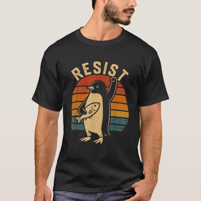 Pinguin Resist Pinguine protestieren gegen Zölle T-Shirt (Vorderseite)