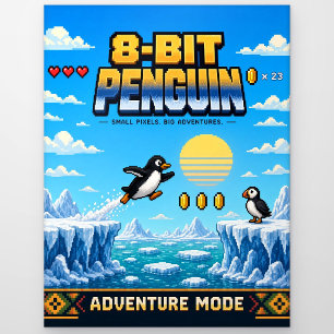 Pinguin, Retro-8-Bit-Pixelkunst Postkarte