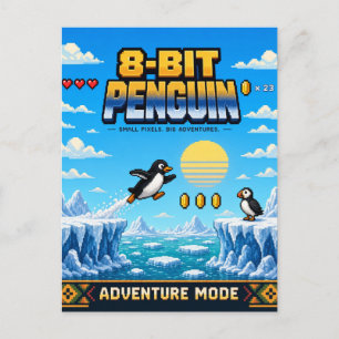 Pinguin, Retro-8-Bit-Pixelkunst Postkarte