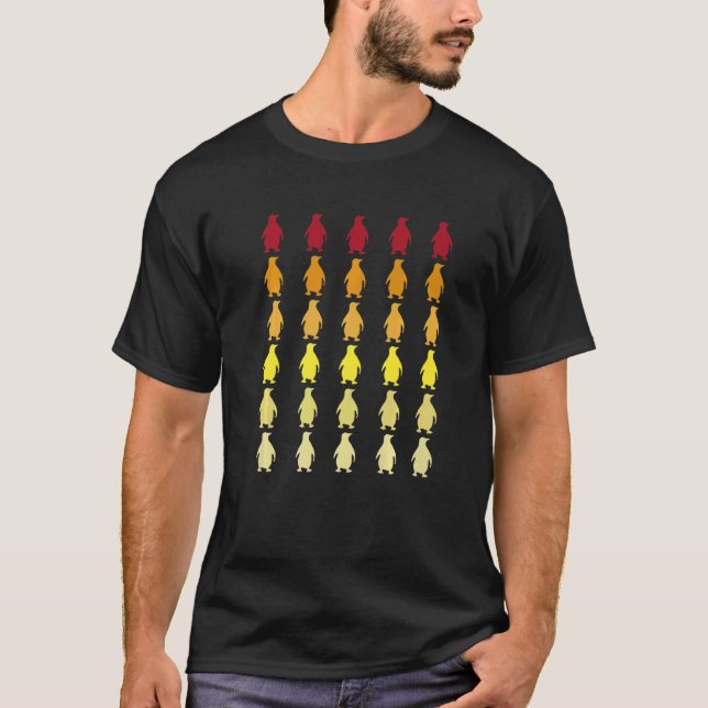 Pinguin Retro Tiermuster T-Shirt (Vorderseite)