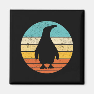 Pinguin Retro Vintag Sunset Magnet