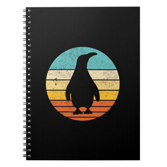 Pinguin Retro Vintag Sunset Notizblock (Vorderseite)