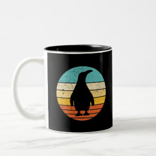 Pinguin Retro Vintag Sunset Zweifarbige Tasse