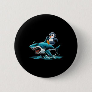 Pinguin Riding Shark Kostüm Meer Tierart Lover Kin Button
