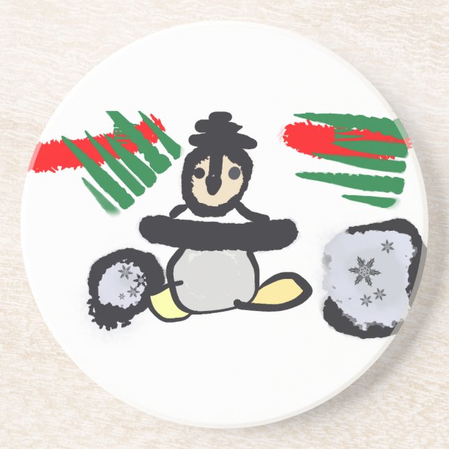 Pinguin Rock Weihnachten  Getränkeuntersetzer (Vorne)