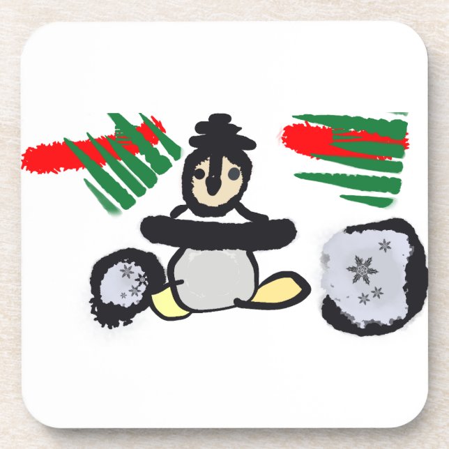 Pinguin Rock Weihnachten  Getränkeuntersetzer (Vorderseite)