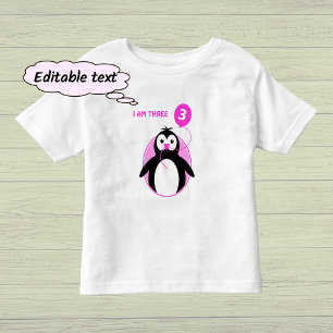 Pinguin-Rosa-Ballon zum dritten Geburtstag Kleinkind T-shirt