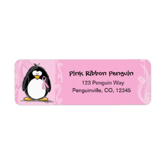 Pinguin-Rücksendeadressen-Aufkleber in Rosa