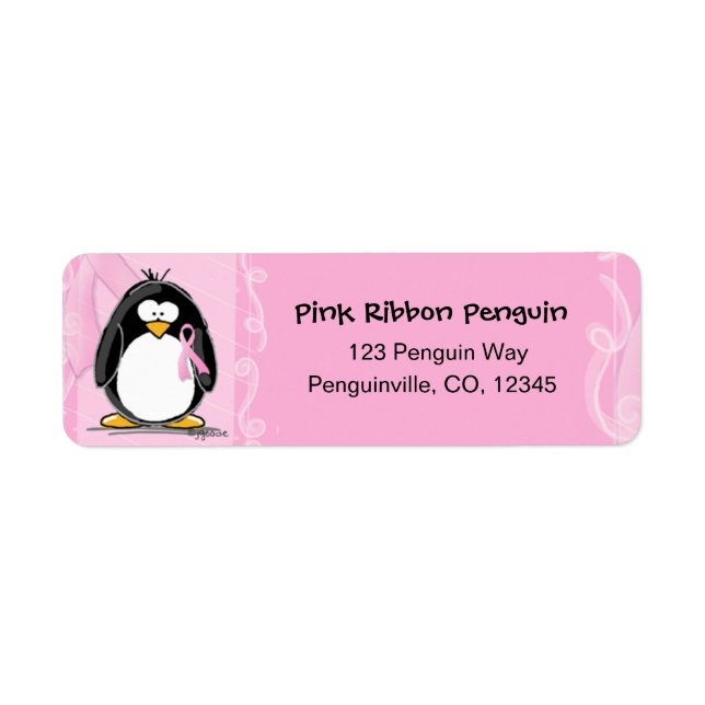 Pinguin-Rücksendeadressen-Aufkleber in Rosa (Vorne)