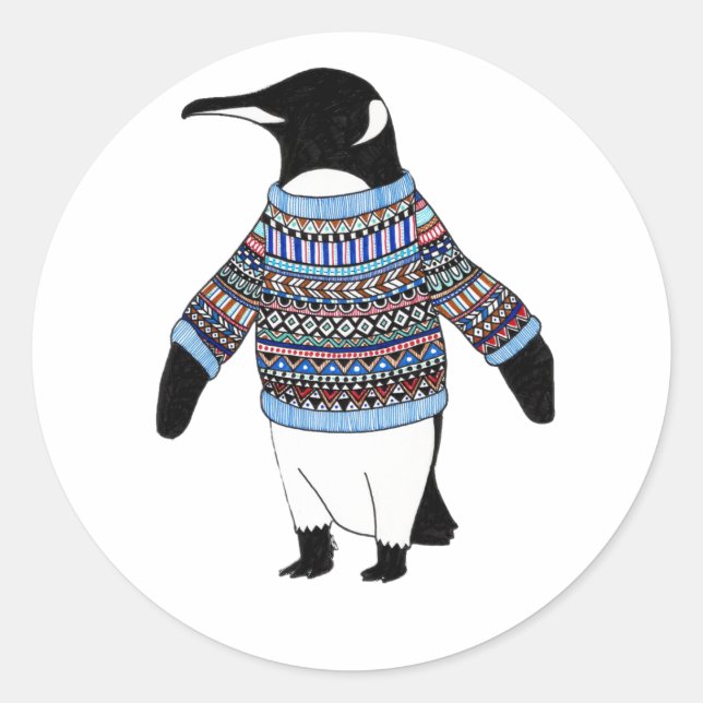 Pinguin Runder Aufkleber (Vorderseite)