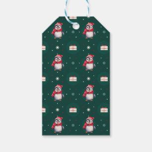 Pinguin Santa Green Happy Frohe Weihnachtsmuster Geschenkanhänger