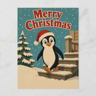 Pinguin Schnee Stufe Tier Weihnachten Postkarte