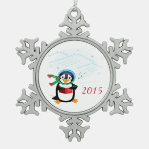 Pinguin Schneeflocken Zinn-Ornament