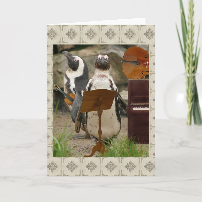 Pinguin-Schnur-Ensemble Karte (Vorderseite)