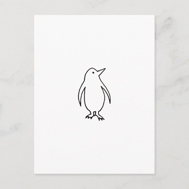 Pinguin - schöne, frische Tintenlinie zeichnend Ku Postkarte (Vorderseite)