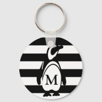 Pinguin Schwarz-Weiß-Streifen-Monogramm