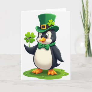 Pinguin Shamrock Glück Kunstkarte Karte