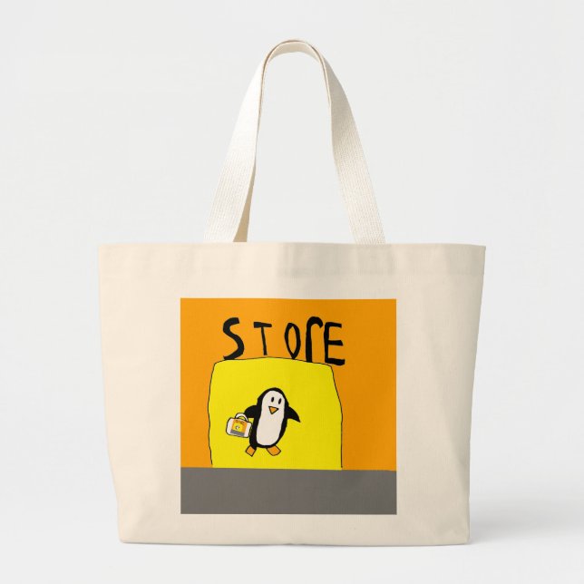 Pinguin Shopping im Geschäft Jumbo Stoffbeutel (Vorne)