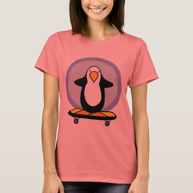 Pinguin Skateboarder T - Shirt (Vorderseite)