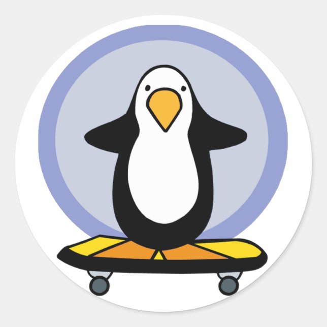 Pinguin Skateboarding-Aufkleber Runder Aufkleber (Vorderseite)