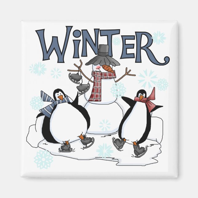 Pinguin Skaten Holiday Tshirts und Geschenke Magnet (Vorne)