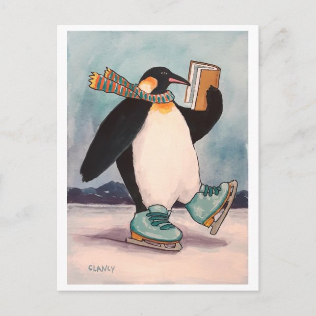 Pinguin Skater Postcard Postkarte (Vorderseite)
